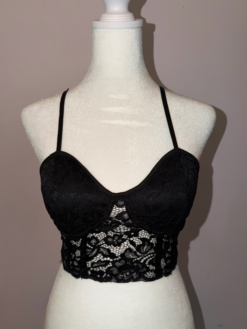 Wet Seal Black Lace Longline Bralette